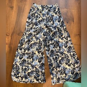 Free People Black and White Patterned Wide-Leg Pants